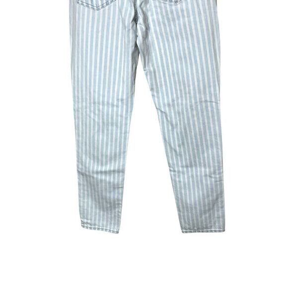 American Eagle Tomgirl Jeans Size 4 Long Button Fly Blue White Striped - Picture 7 of 10